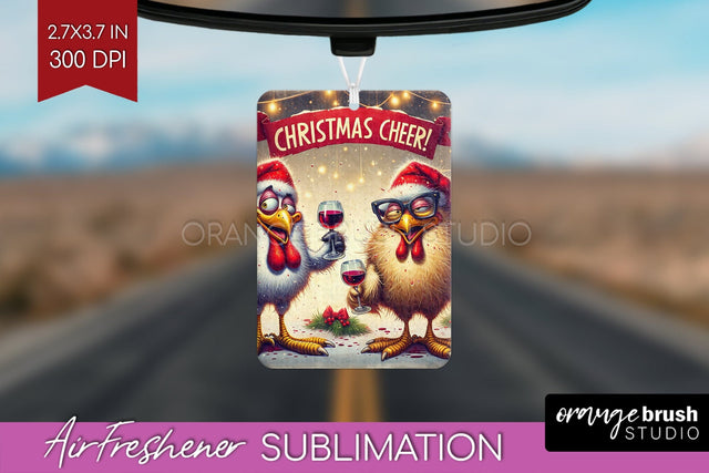 Funny Christmas Chicken Air Freshener PNG Sublimation Sublimation OrangeBrushStudio 