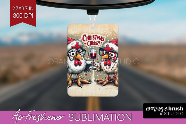 Funny Christmas Chicken Air Freshener PNG Sublimation Sublimation OrangeBrushStudio 