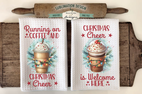 Funny Christmas Coffee Kitchen Towel Sublimation PNG Designs Sublimation Ewe-N-Me Designs 
