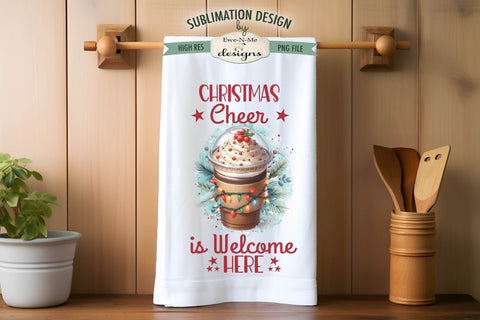 Funny Christmas Coffee Kitchen Towel Sublimation PNG Designs Sublimation Ewe-N-Me Designs 