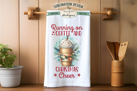 Funny Christmas Coffee Kitchen Towel Sublimation PNG Designs Sublimation Ewe-N-Me Designs 