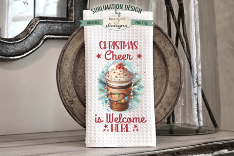 Funny Christmas Coffee Kitchen Towel Sublimation PNG Designs Sublimation Ewe-N-Me Designs 
