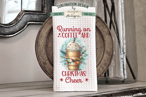 Funny Christmas Coffee Kitchen Towel Sublimation PNG Designs Sublimation Ewe-N-Me Designs 