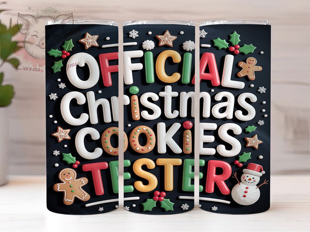 Funny Christmas Cookie Tester Tumbler, Funny Gingerbread Wrap, Holiday Baking Sublimation, Official Cookie Cup, 20Oz Skinny Tumbler Wrap, Festive Foodie Mug, Cute Christmas Design Sublimation Lara' s Designs 