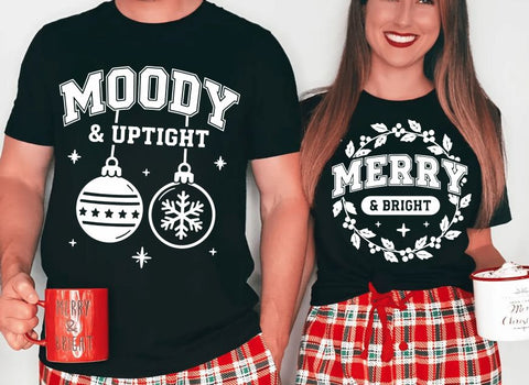 Funny Christmas Couple svg png, Moody & Bright Shirt Designs, Funny Christmas svg, Christmas Couple svg, Merry and Moody svg, Sublimation SVG BB Type Studios 