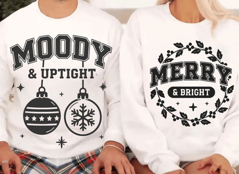 Funny Christmas Couple svg png, Moody & Bright Shirt Designs, Funny Christmas svg, Christmas Couple svg, Merry and Moody svg, Sublimation SVG BB Type Studios 