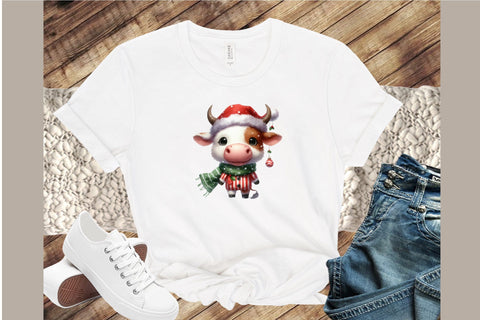 Funny Christmas Cow Sublimation Clipart Sublimation designartist 