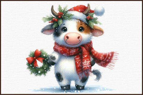 Funny Christmas Cow Sublimation Clipart Sublimation designartist 