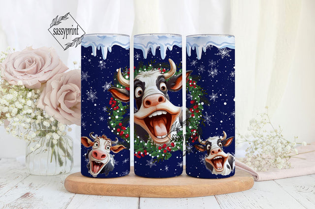 Funny Christmas Cow Tumbler Designs, Cow Seamless 20oz Skinny Tumbler Wrap, Seamless Tumbler Template, Digital Download, Christmas wrap Sublimation sassyprint 
