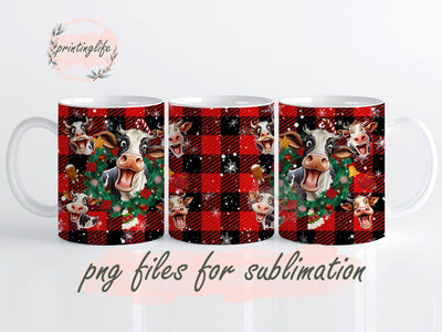 Funny Christmas Cow Tumbler Designs,Christmas Cow Mug Wrap, Digital Download, Christmas wrap Sublimation PrintingLife 