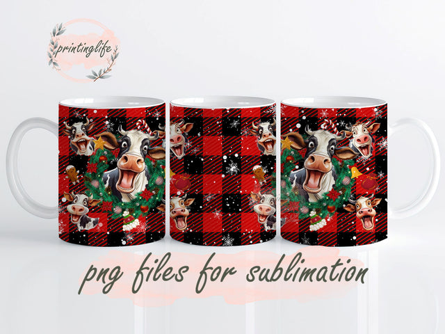 Funny Christmas Cow Tumbler Designs,Christmas Cow Mug Wrap, Digital Download, Christmas wrap Sublimation PrintingLife 