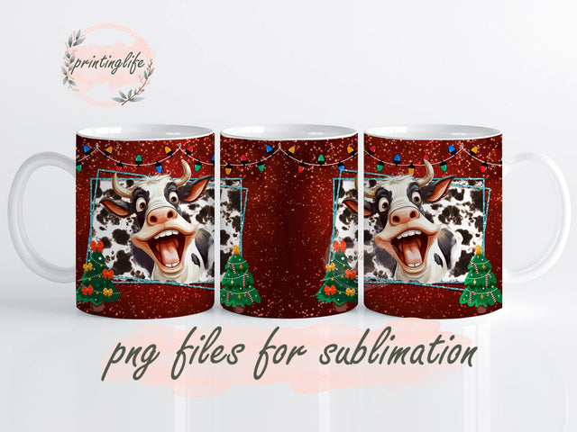 Funny Christmas Cow Tumbler Designs,Christmas Cow Mug Wrap, Digital Download, Christmas wrap Sublimation PrintingLife 