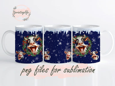 Funny Christmas Cow Tumbler Designs,Christmas Cow Mug Wrap, Digital Download, Christmas wrap Sublimation PrintingLife 