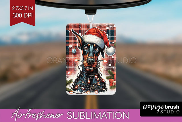 Funny Christmas Dog Air Freshener Sublimation OrangeBrushStudio 