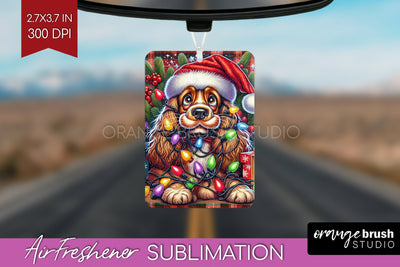 Funny Christmas Dog Air Freshener Sublimation OrangeBrushStudio 