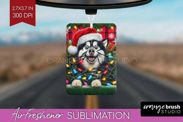 Funny Christmas Dog Air Freshener Sublimation OrangeBrushStudio 