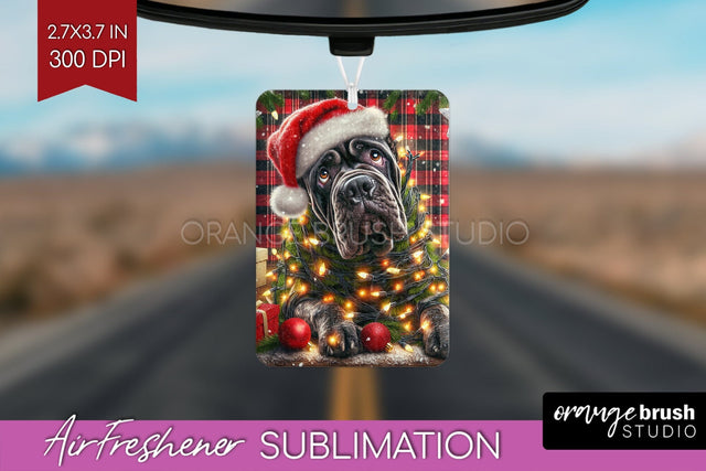 Funny Christmas Dog Air Freshener Sublimation OrangeBrushStudio 