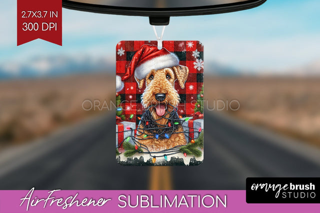 Funny Christmas Dog Air Freshener Sublimation OrangeBrushStudio 