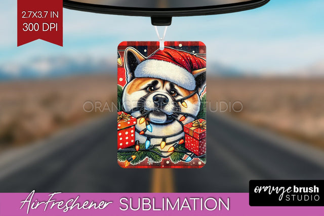 Funny Christmas Dog Air Freshener Sublimation OrangeBrushStudio 