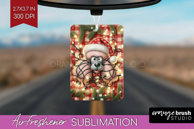 Funny Christmas Dog Air Freshener Sublimation OrangeBrushStudio 