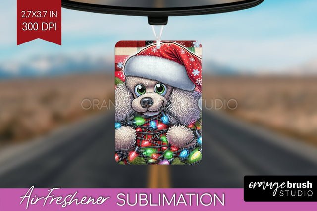 Funny Christmas Dog Air Freshener Sublimation OrangeBrushStudio 