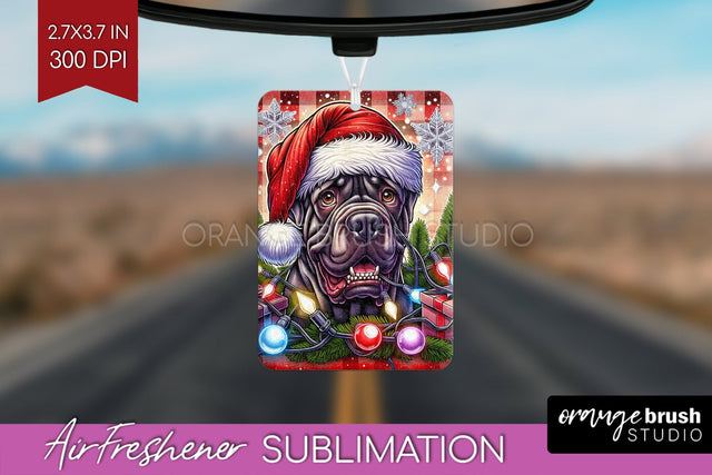 Funny Christmas Dog Air Freshener Sublimation OrangeBrushStudio 