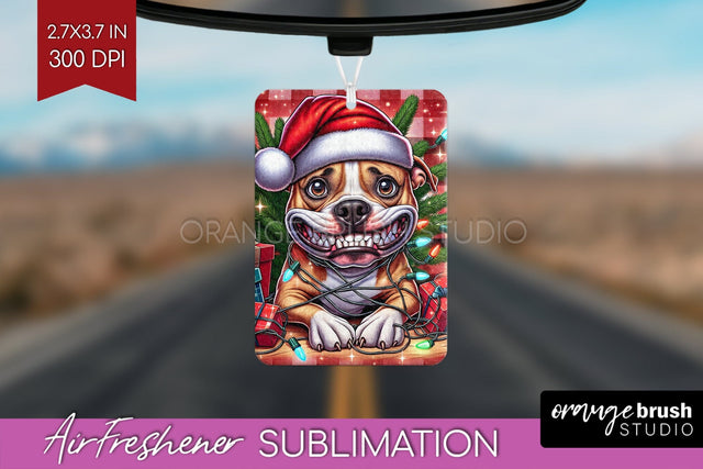Funny Christmas Dog Air Freshener Sublimation OrangeBrushStudio 