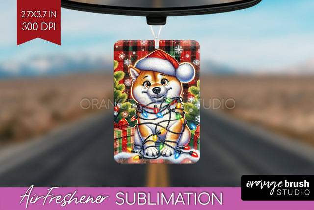 Funny Christmas Dog Air Freshener Sublimation OrangeBrushStudio 