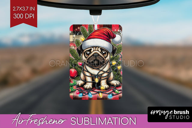 Funny Christmas Dog Air Freshener Sublimation OrangeBrushStudio 