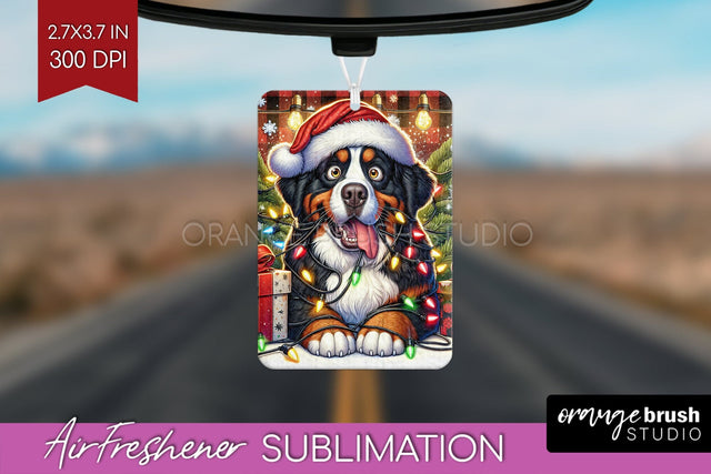 Funny Christmas Dog Air Freshener Sublimation OrangeBrushStudio 