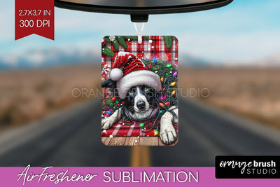 Funny Christmas Dog Air Freshener Sublimation OrangeBrushStudio 