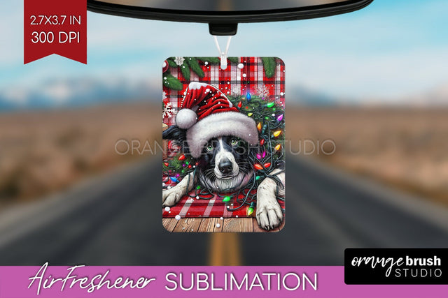 Funny Christmas Dog Air Freshener Sublimation OrangeBrushStudio 