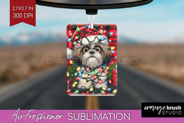 Funny Christmas Dog Air Freshener Sublimation OrangeBrushStudio 