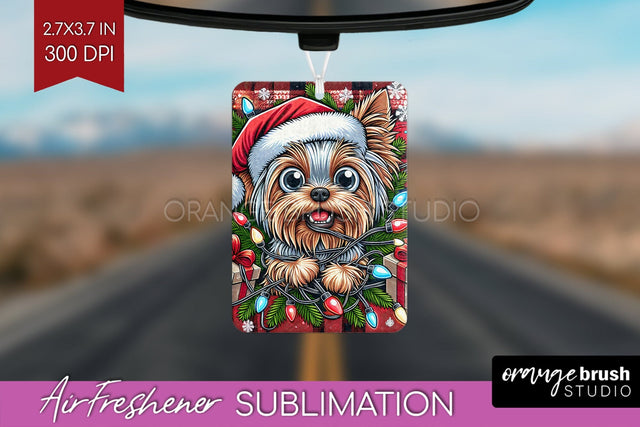 Funny Christmas Dog Air Freshener Sublimation OrangeBrushStudio 