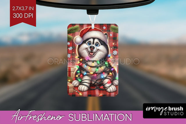 Funny Christmas Dog Air Freshener Sublimation OrangeBrushStudio 