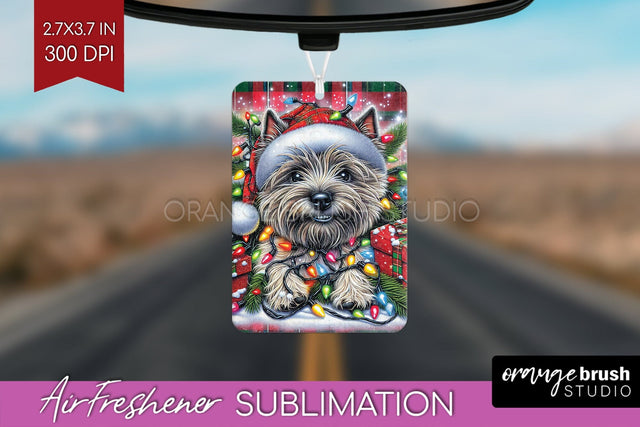 Funny Christmas Dog Air Freshener Sublimation OrangeBrushStudio 