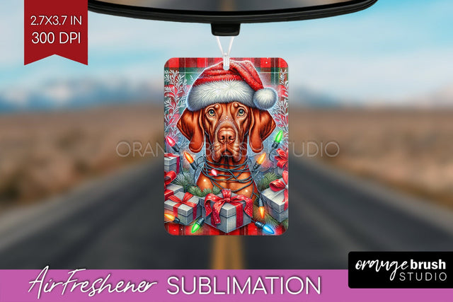 Funny Christmas Dog Air Freshener Sublimation OrangeBrushStudio 