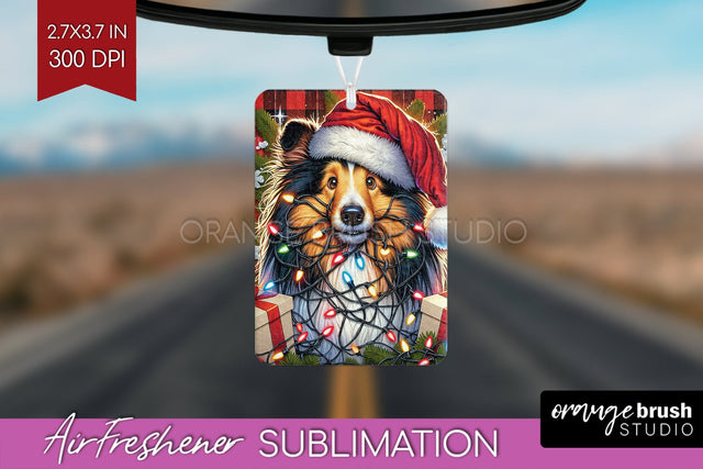 Funny Christmas Dog Air Freshener Sublimation OrangeBrushStudio 