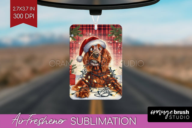 Funny Christmas Dog Air Freshener Sublimation OrangeBrushStudio 
