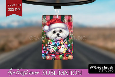 Funny Christmas Dog Air Freshener Sublimation OrangeBrushStudio 