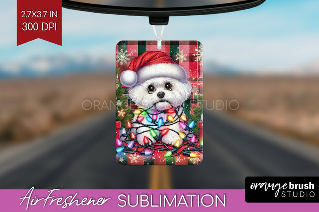 Funny Christmas Dog Air Freshener Sublimation OrangeBrushStudio 