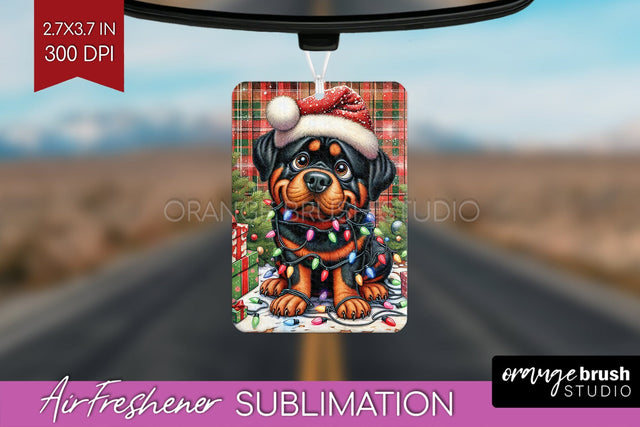 Funny Christmas Dog Air Freshener Sublimation OrangeBrushStudio 