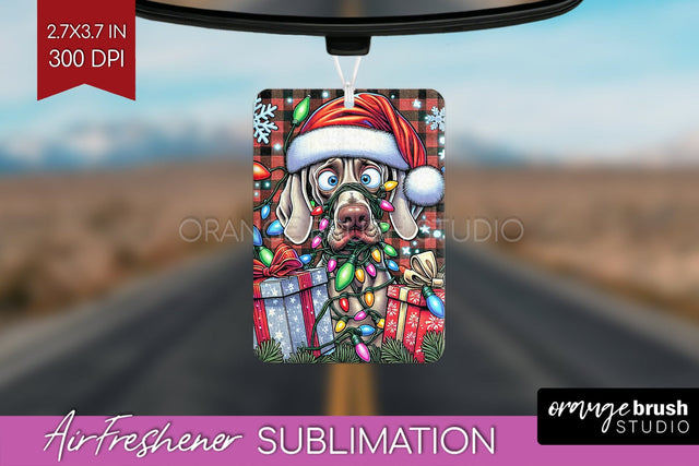 Funny Christmas Dog Air Freshener Sublimation OrangeBrushStudio 