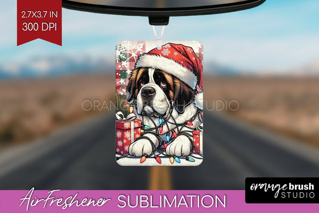 Funny Christmas Dog Air Freshener Sublimation OrangeBrushStudio 