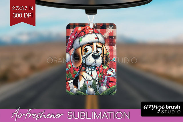 Funny Christmas Dog Air Freshener Sublimation OrangeBrushStudio 