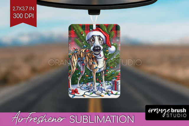 Funny Christmas Dog Air Freshener Sublimation OrangeBrushStudio 