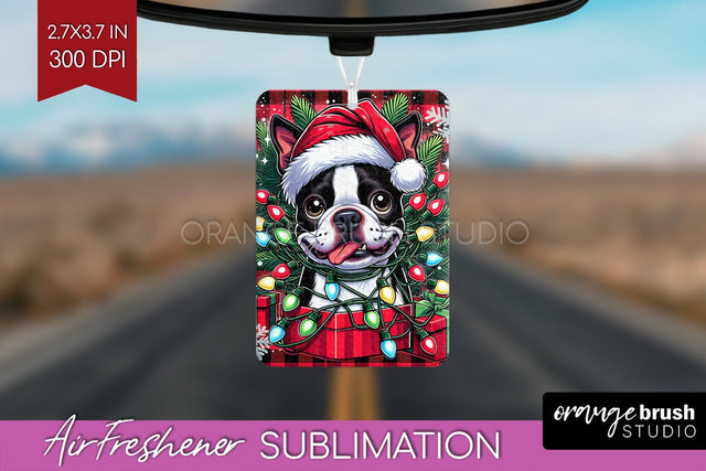 Funny Christmas Dog Air Freshener Sublimation OrangeBrushStudio 