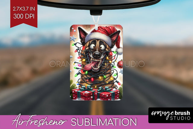 Funny Christmas Dog Air Freshener Sublimation OrangeBrushStudio 
