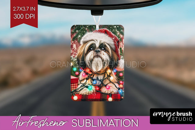 Funny Christmas Dog Air Freshener Sublimation OrangeBrushStudio 
