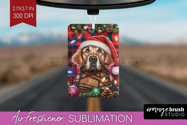 Funny Christmas Dog Air Freshener Sublimation OrangeBrushStudio 